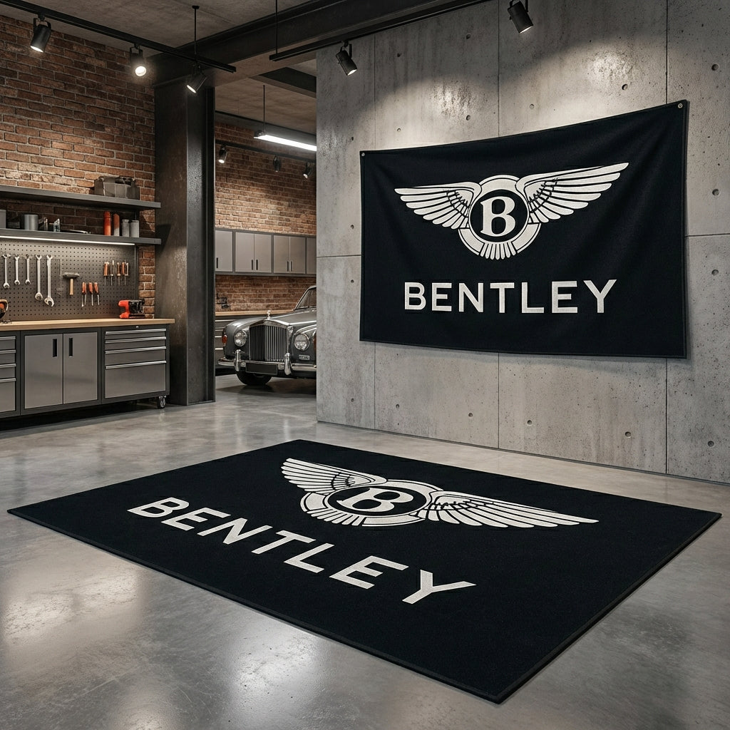 Bentley Wings Luxury Workshop Rug - 150x220cm Elite Non-Slip Showroom Floor Mat & Wall Hanging