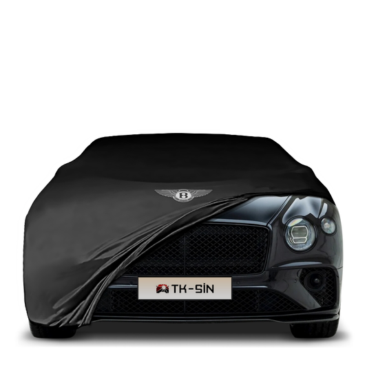 Bentley Continental GT Convertible (2019–present) fitted with a bespoke indoor car cover in a UK garage