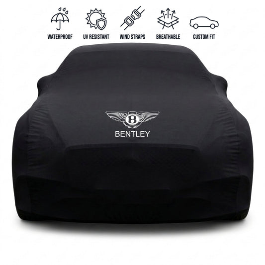 Bentley outdoor car cover in black with custom logo – waterproof and tailored fit