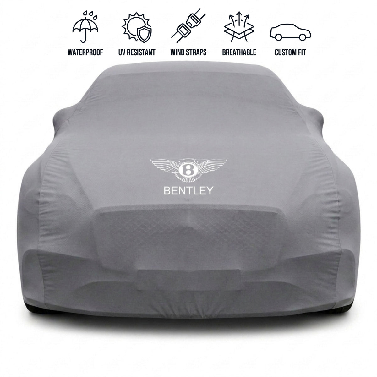 Bentley outdoor car cover in grey with custom logo – waterproof and tailored fit