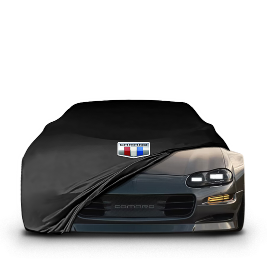 Chevrolet Camaro (1993–2002) fitted with a bespoke indoor car cover in a UK garage