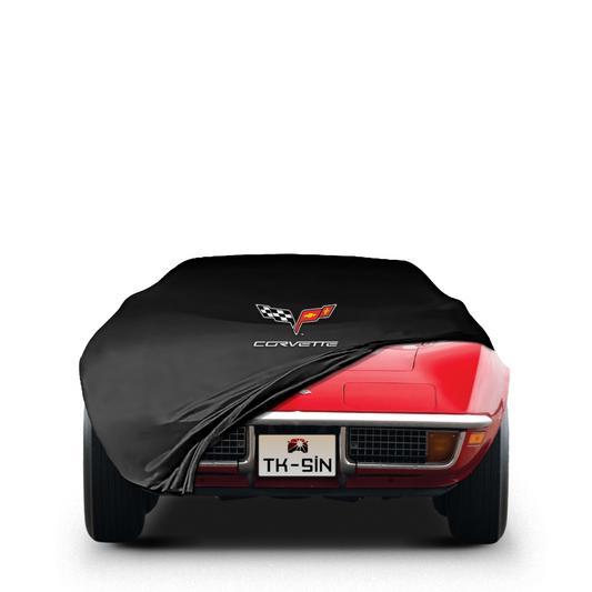Custom-fit indoor car cover for Corvette C3 1968–1982 with Corvette logo