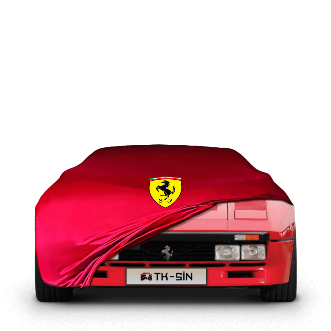 Ferrari 288 GTO fitted with a bespoke indoor car cover in a UK garage