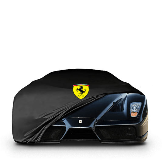 Ferrari Enzo (2001–2004) fitted with a bespoke indoor car cover in a UK garage