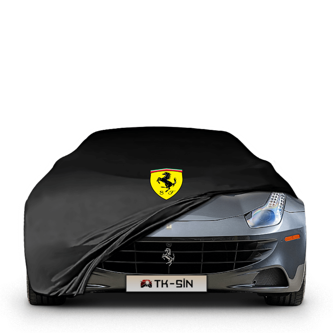 Ferrari FF fitted with a bespoke indoor car cover in a UK garage
