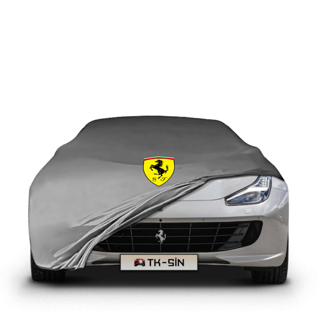 Ferrari GTC4Lusso fitted with a bespoke indoor car cover in a UK garage