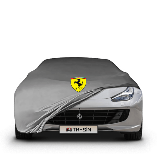 Ferrari GTC4Lusso fitted with a bespoke indoor car cover in a UK garage