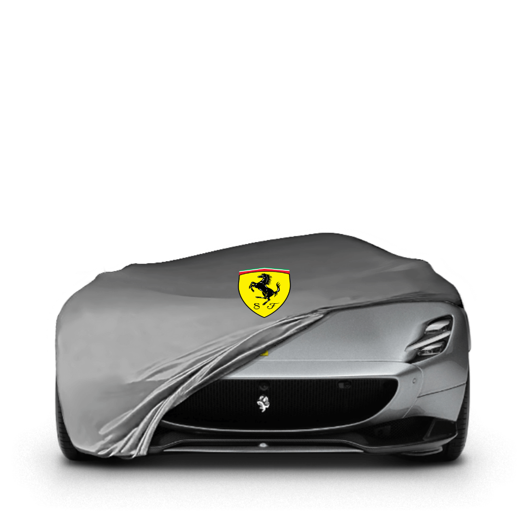 Ferrari Monza SP1/SP2 fitted with a bespoke indoor car cover in a UK garage