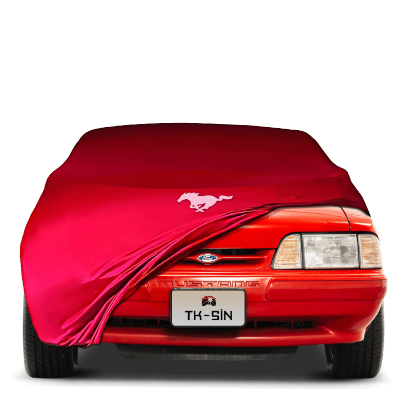 Ford Mustang Convertible 3 (1978–1993) fitted with a bespoke indoor car cover in a UK garage