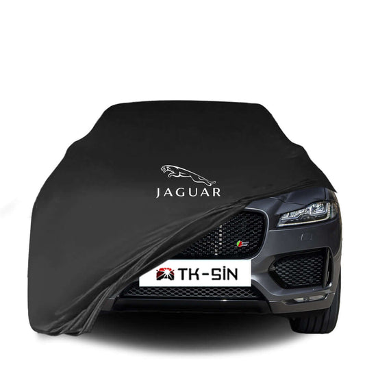 Jaguar F-Pace fitted with a bespoke indoor car cover in a UK garage