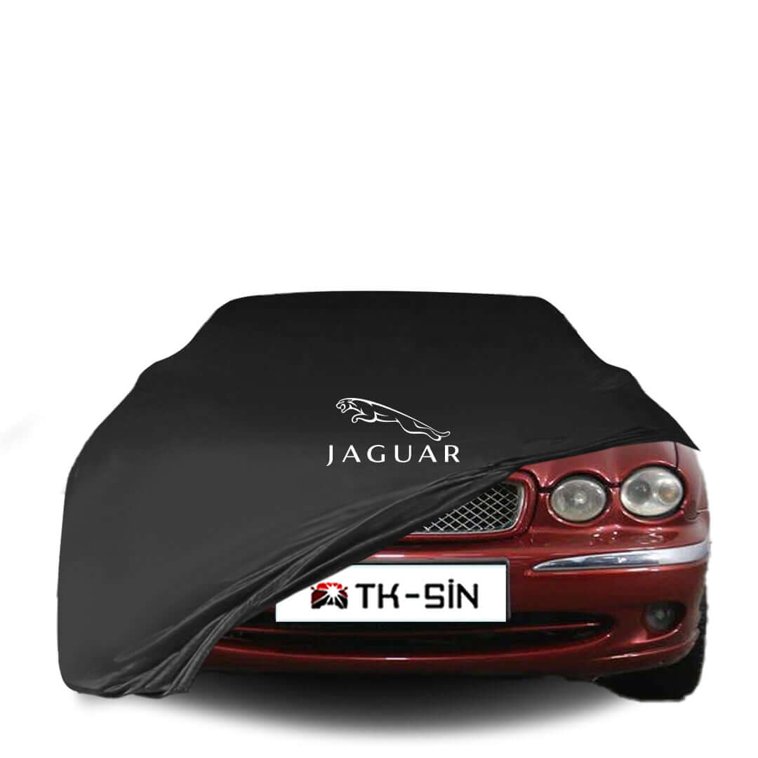 Jaguar X-Type fitted with a bespoke indoor car cover in a UK garage