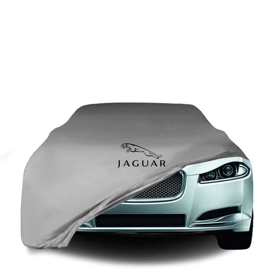 Jaguar XF fitted with a bespoke indoor car cover in a UK garage