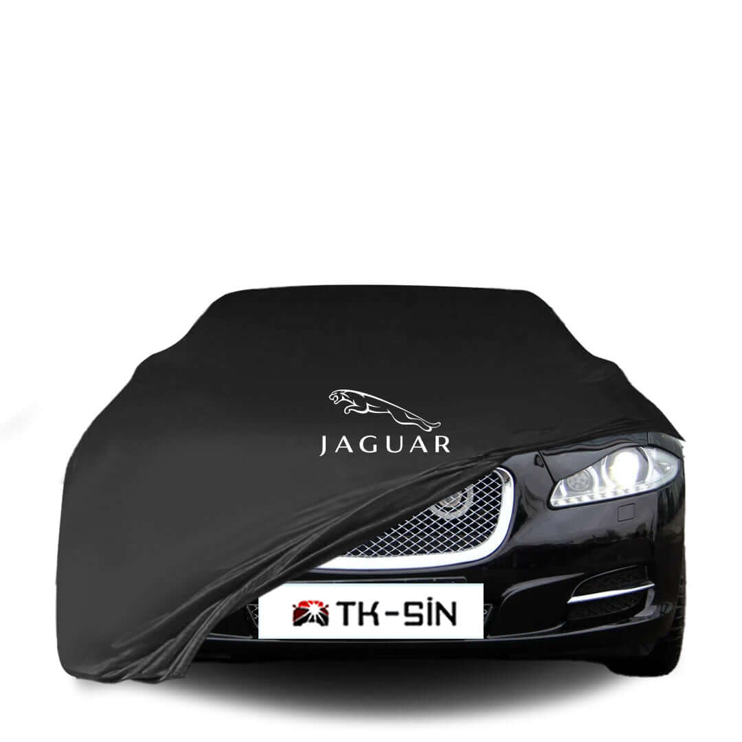 Jaguar XJ Long X351 (2015–2019) fitted with a bespoke indoor car cover in a UK garage