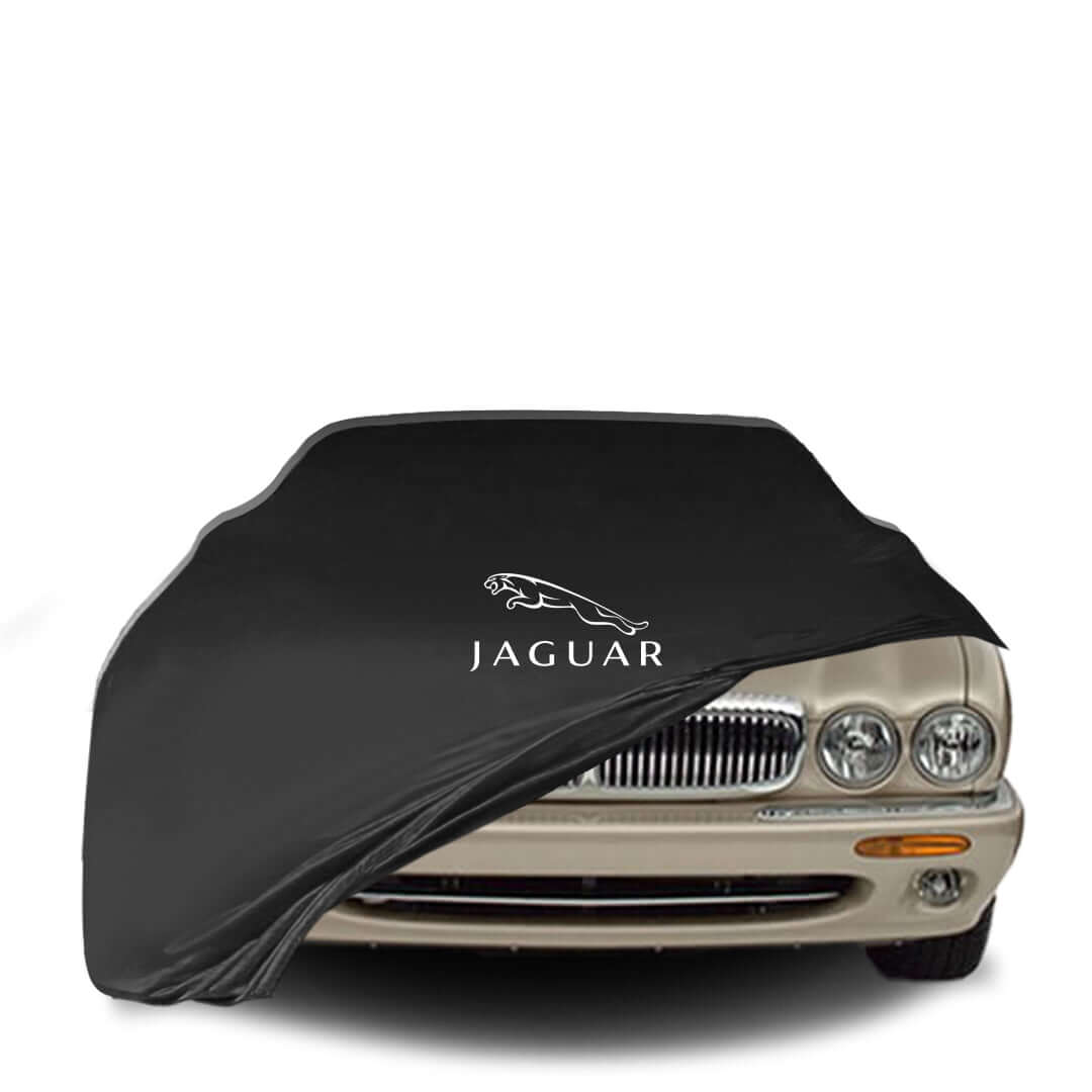Jaguar XJ X308 (1997–2003) fitted with a bespoke indoor car cover in a UK garage