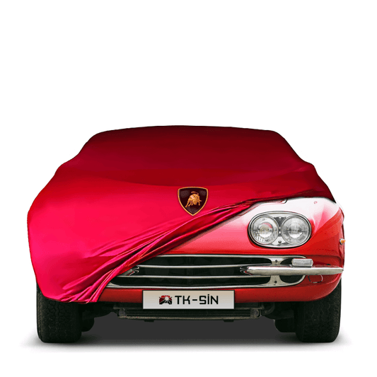 Lamborghini 400 GT (1965–1968) fitted with a bespoke indoor car cover in a UK garage