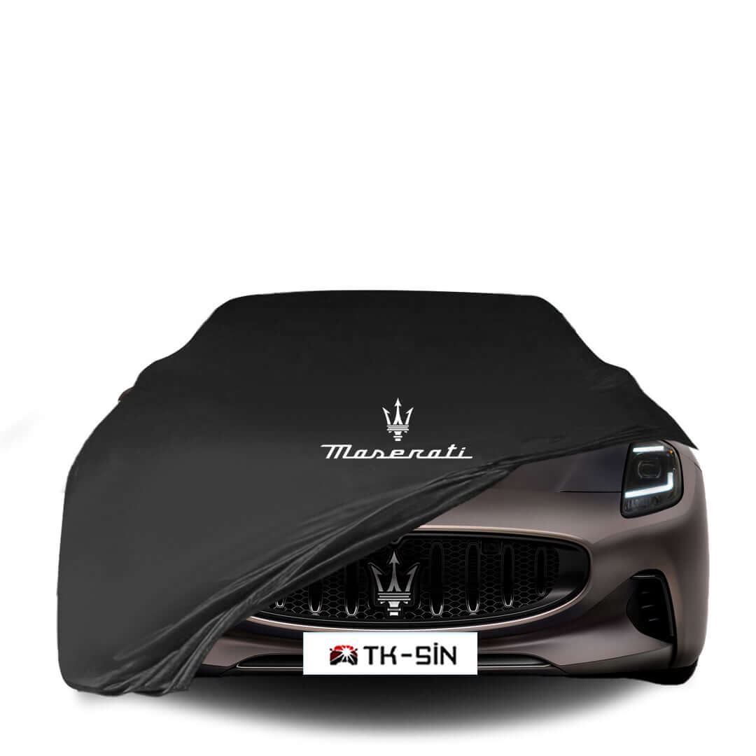 Maserati GranTurismo fitted with a bespoke indoor car cover in a UK garage