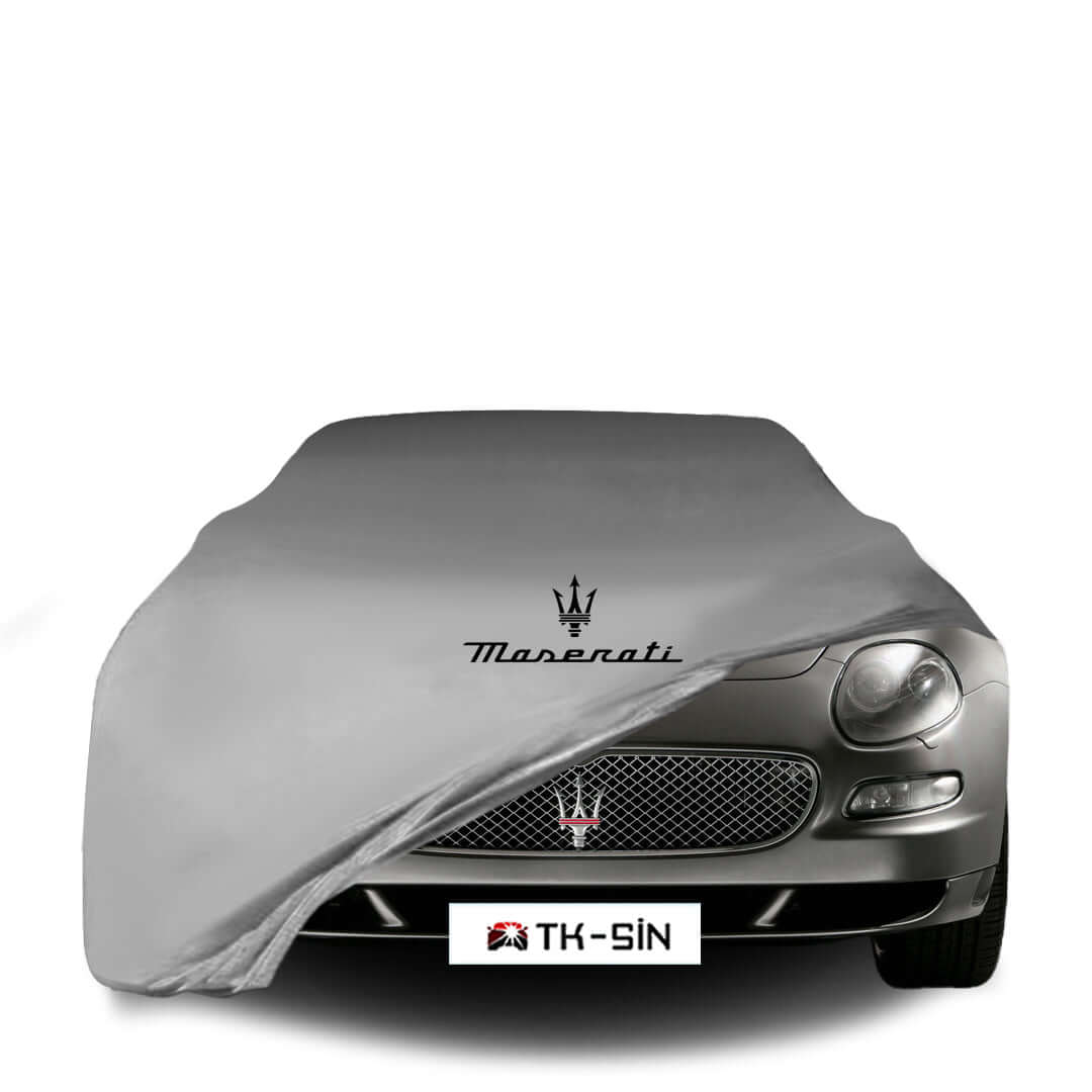Maserati Spyder fitted with a bespoke indoor car cover in a UK garage