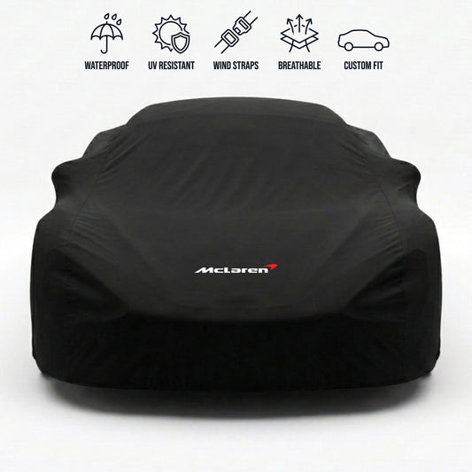 McLaren outdoor car cover in black with custom logo – waterproof and tailored fit
