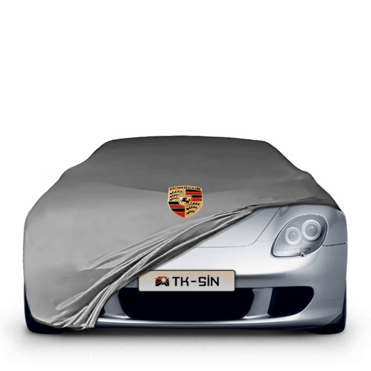 Porsche Carrera GT fitted with a bespoke indoor car cover in a UK garage