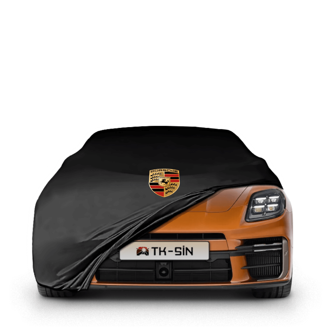 Porsche Panamera (G1-2/G2-2) fitted with a bespoke indoor car cover in a UK garage