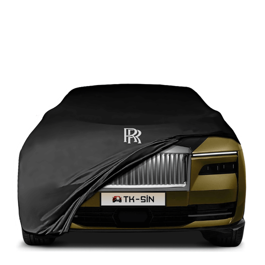 Rolls-Royce Spectre (2023–present) fitted with a bespoke indoor car cover in a UK garage